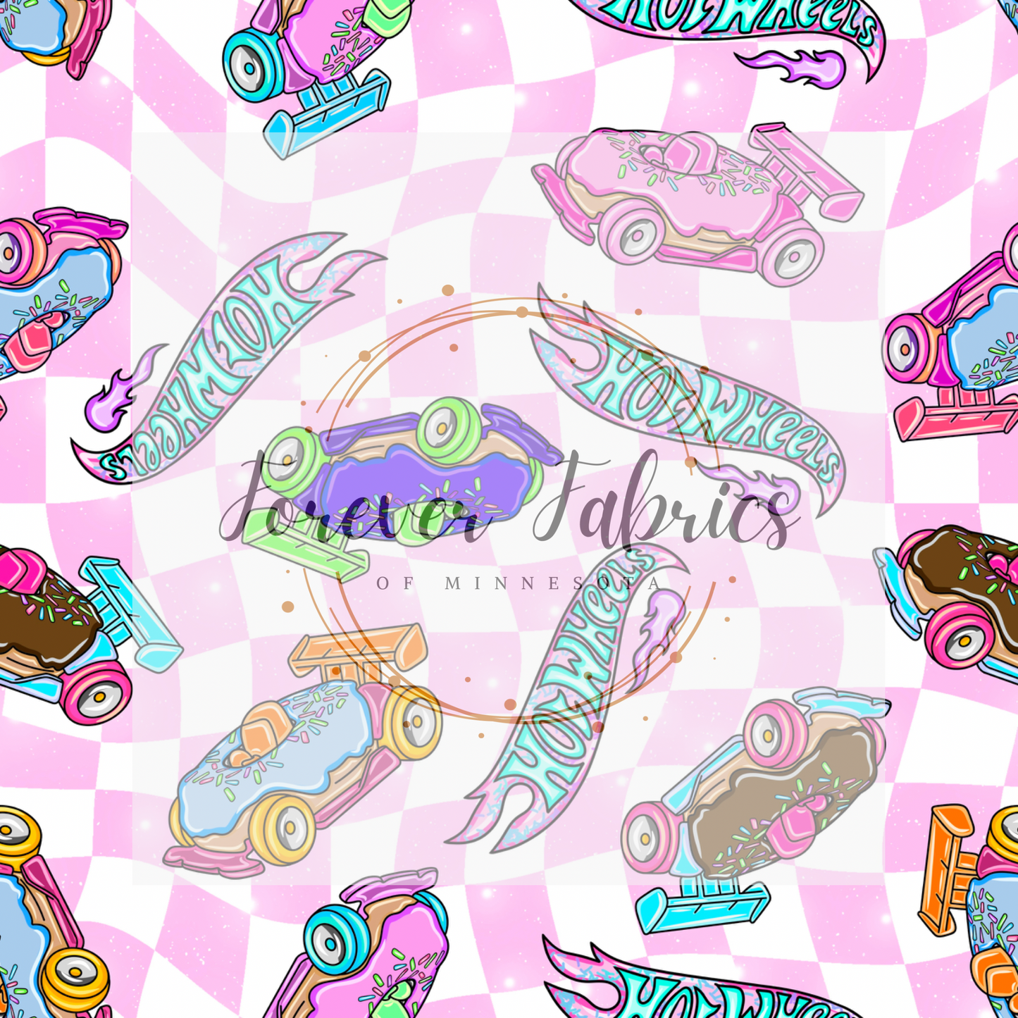 Donut Racers Pink . . . . (BH/ 24)| Preorder | Fabric By The Yard