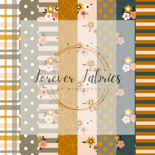 Vertical Stripes Boho Floral  . . (BH/ 23). | Preorder | Fabric By The Yard