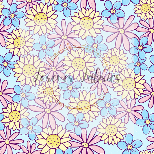 Spring Floral Blue .   . . . . (BH/ 24)| Preorder | Fabric By The Yard
