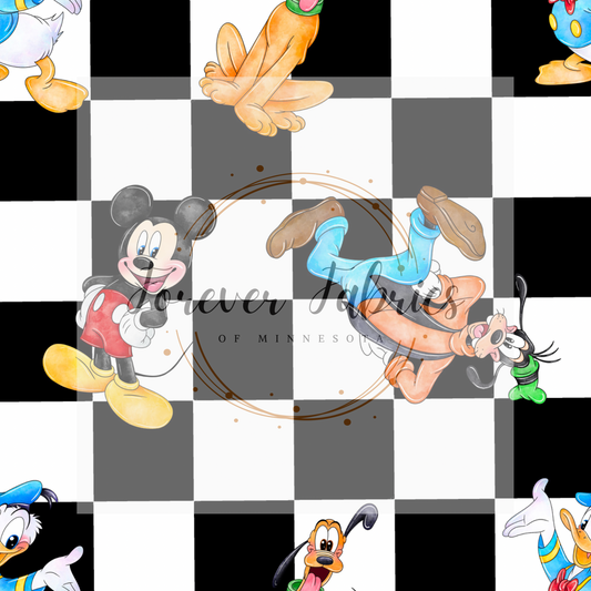 Black Checkered Mouse       . (BH/ 22) | Preorder | Fabric By The Yard