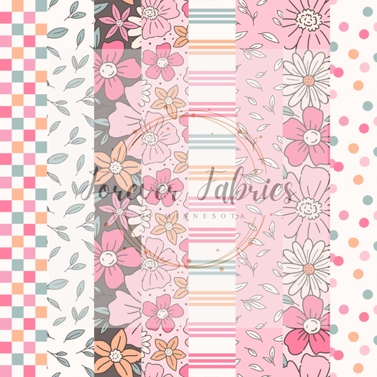 Vertical Retro Flower   . . . (BH/ 24)| Preorder | Fabric By The Yard