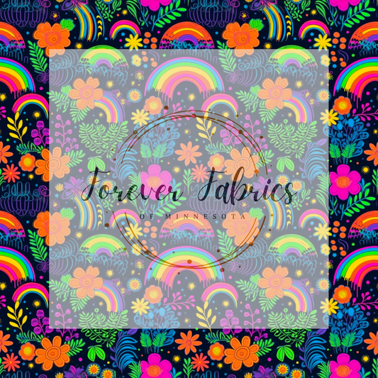 Neon Rainbows . (BH/ 23). | Preorder | Fabric By The Yard