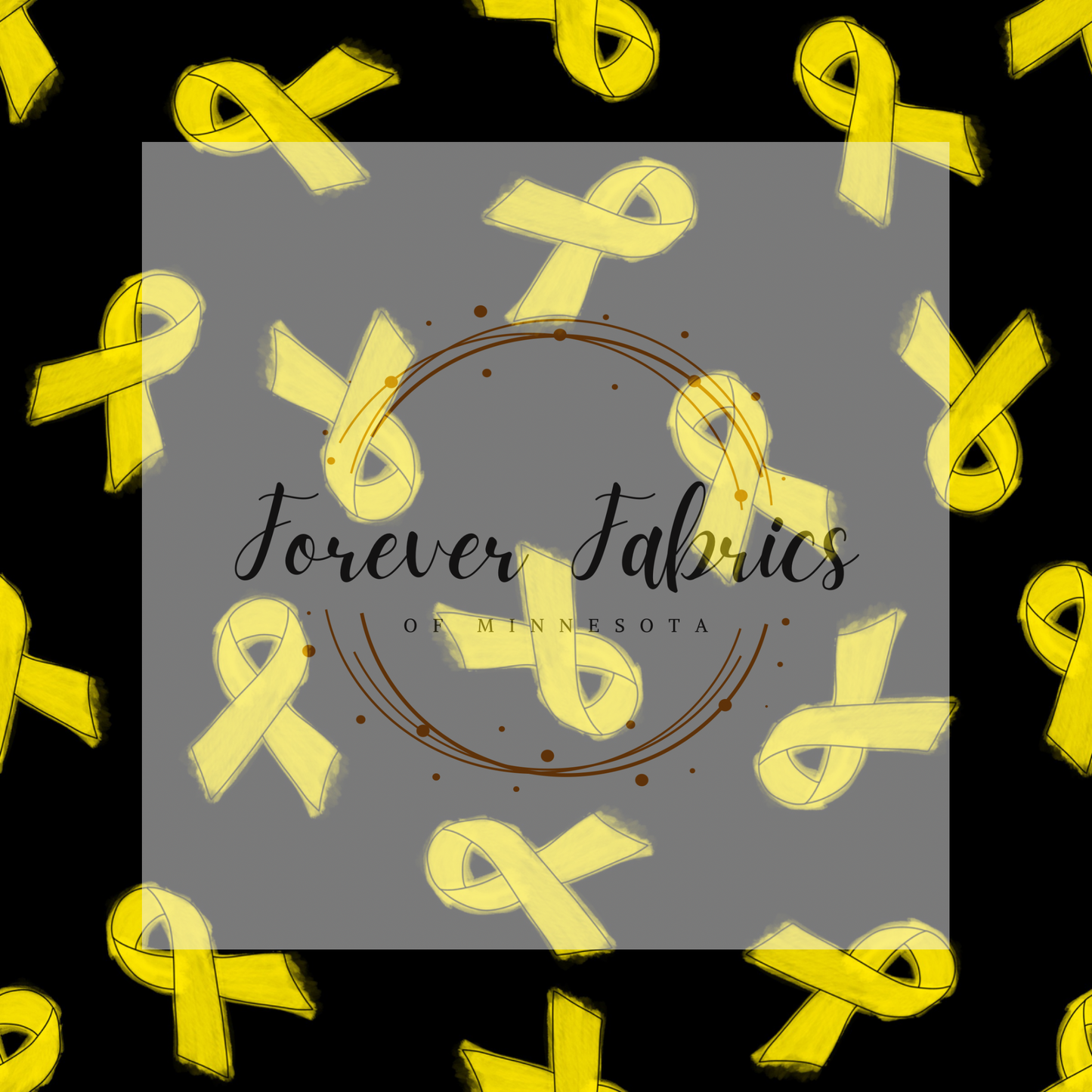 Yellow Ribbon on Black  (BH/ 23) | Preorder | Fabric By The Yard