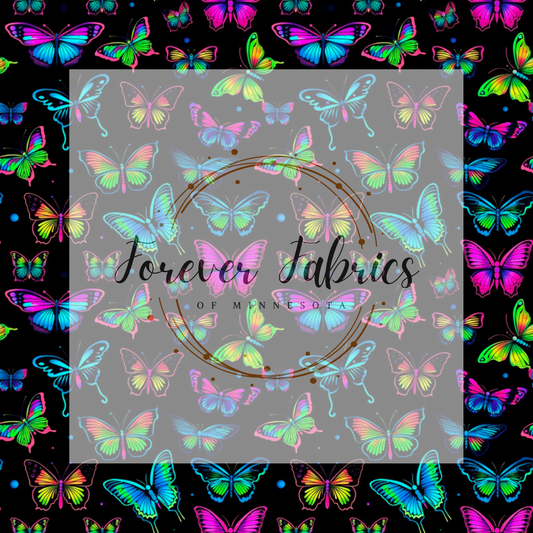 Neon Butterflies  . (BH/ 23). | Preorder | Fabric By The Yard