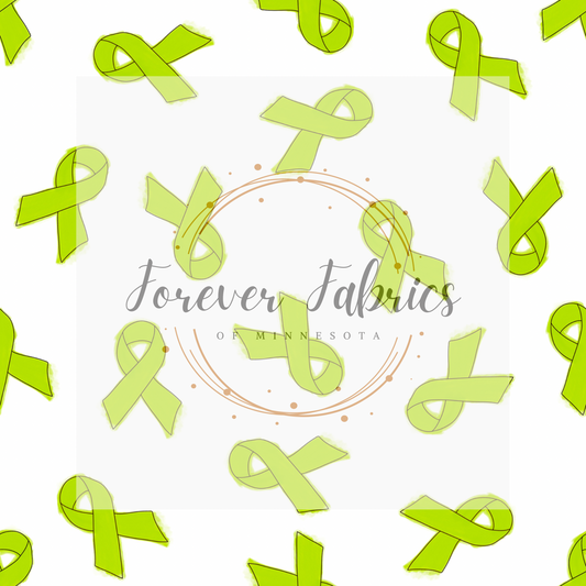 Green White Ribbon  . (BH/ 23) | Preorder | Fabric By The Yard