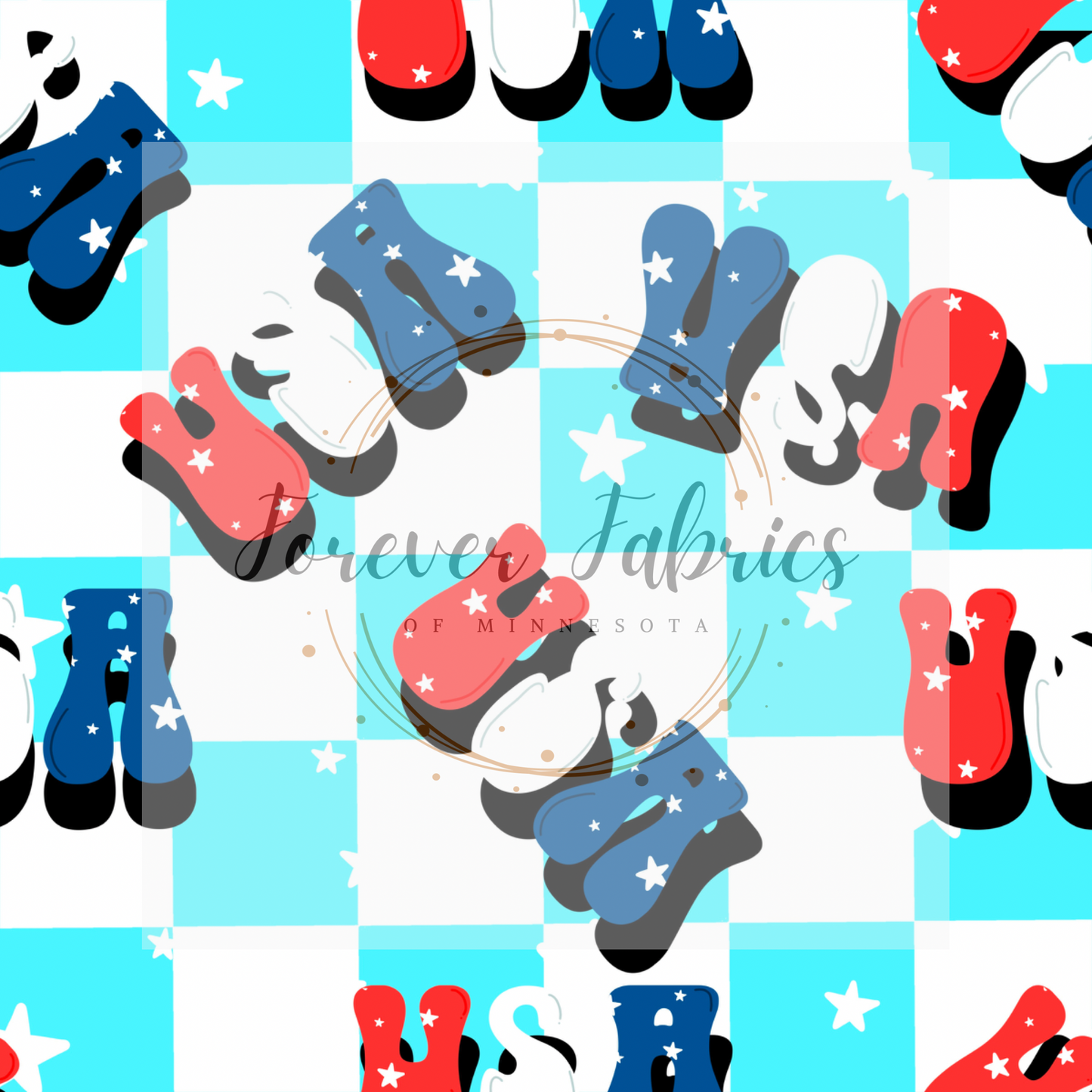 USA Checkered  . . . (BH/ 24)| Preorder | Fabric By The Yard