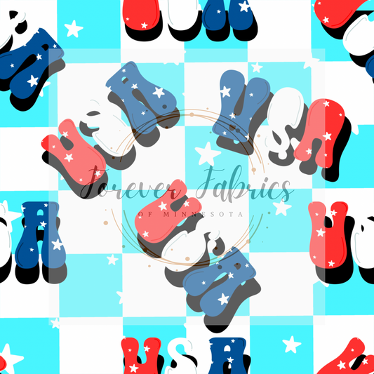 USA Checkered  . . . (BH/ 24)| Preorder | Fabric By The Yard