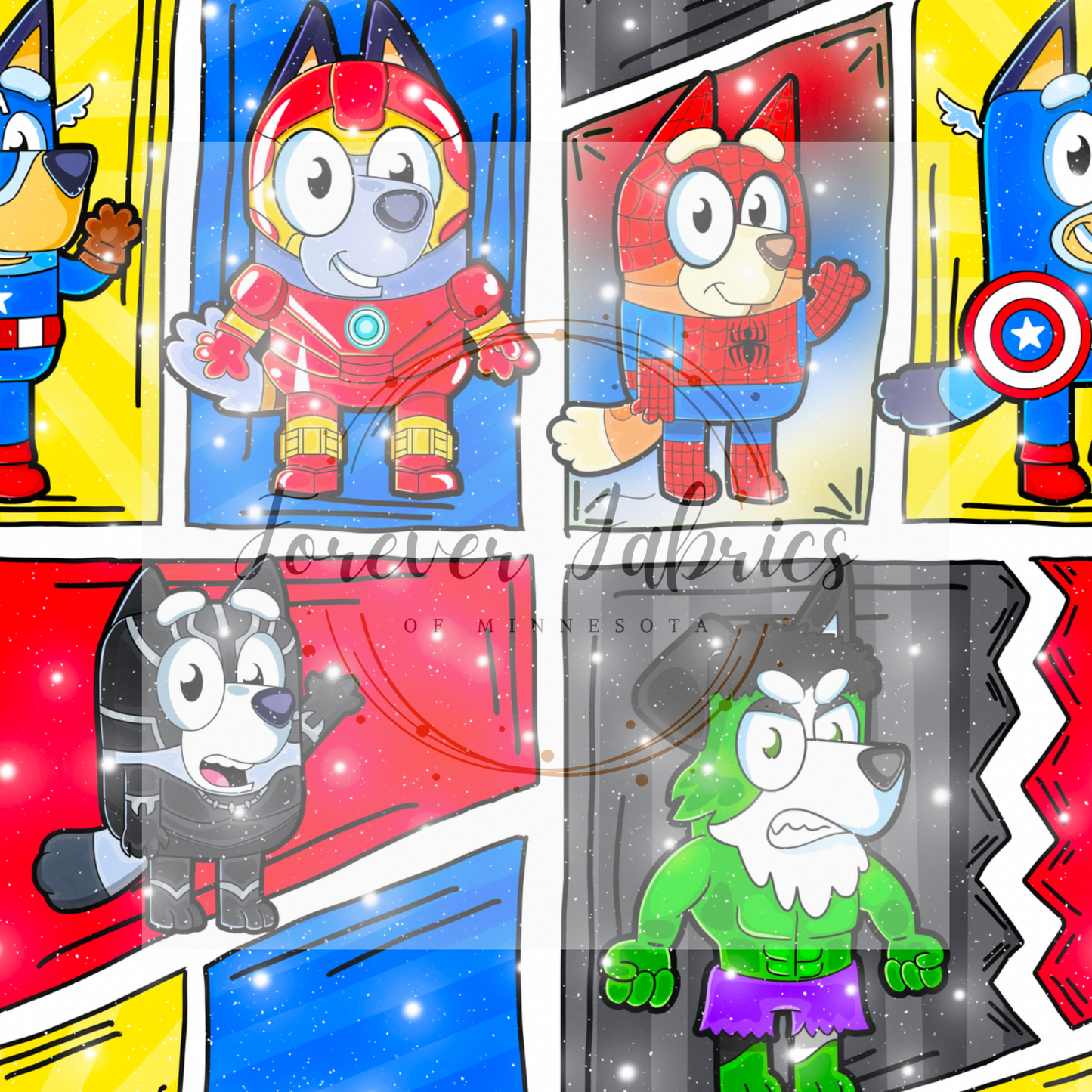 Blue Dog Comic Hero  (BH 4/24)| Preorder | Fabric By The Yard