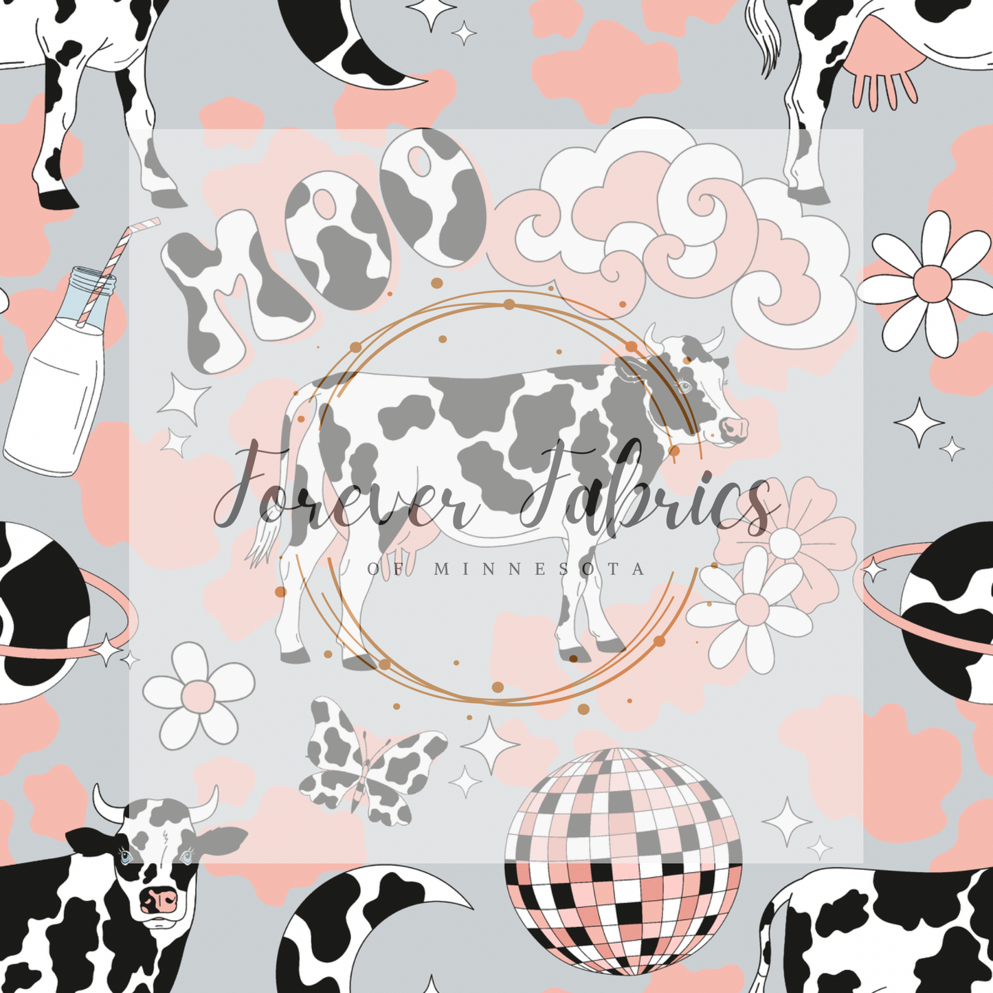 Gray Moo . . (BH/ 23). | Preorder | Fabric By The Yard