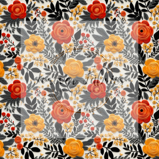 Fall Floral Embroidery. . . . (BH/ 24)| Preorder | Fabric By The Yard