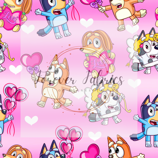 Blue Dog Valentine   . (BH/ 23) | Preorder | Fabric By The Yard