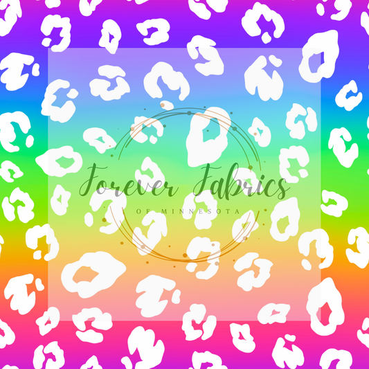 White Rainbow  Leopard .   . .  (BH/ 23). | Preorder | Fabric By The Yard