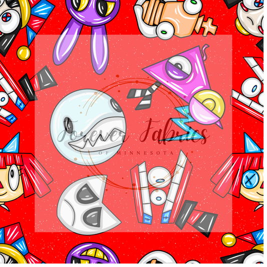 Digital Circus Red   (BH 4/24)| Preorder | Fabric By The Yard