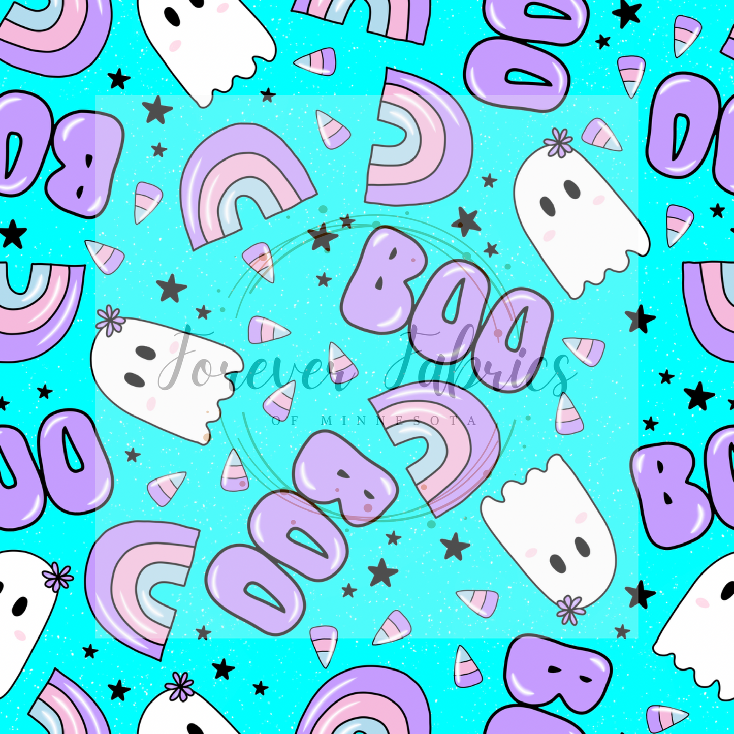 Boo Blue Purple Aqua .  . (BH/ 24)| Preorder | Fabric By The Yard