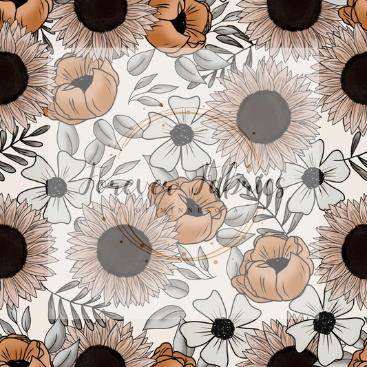 Neutral Floral   .   . .  (BH/ 23). | Preorder | Fabric By The Yard