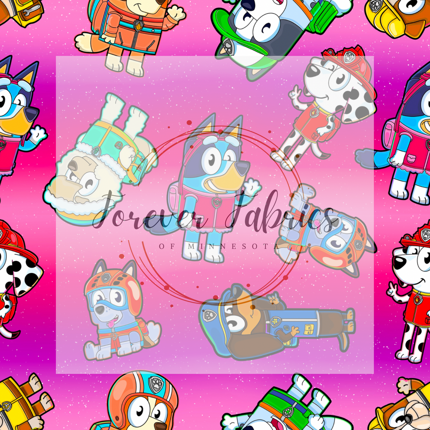 Blue Dog Paw Pals Clouds in Pink  . . . . (BH/ 24)| Preorder | Fabric By The Yard