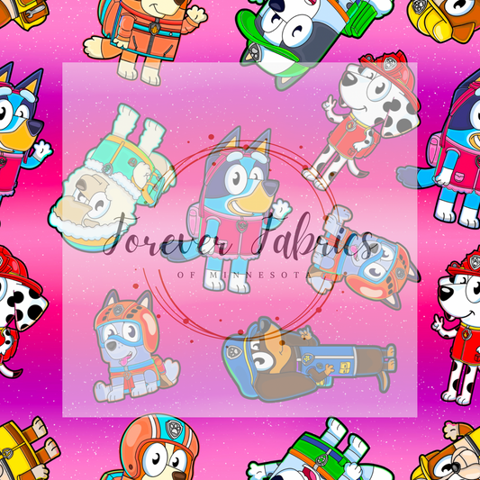 Blue Dog Paw Pals Clouds in Pink  . . . . (BH/ 24)| Preorder | Fabric By The Yard