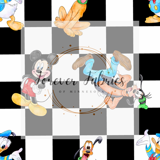 Black Checkered Mouse  . (BH/ 23). | Preorder | Fabric By The Yard