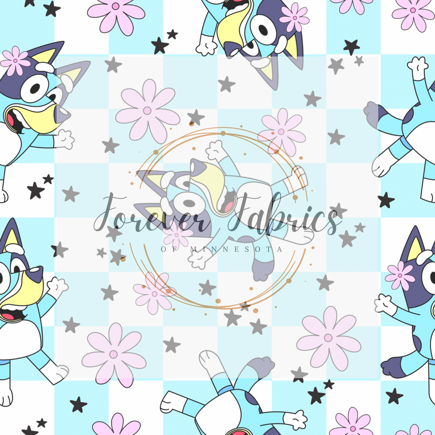Blue Dog Check  .  . . . .   . .  (BH/ 23). | Preorder | Fabric By The Yard