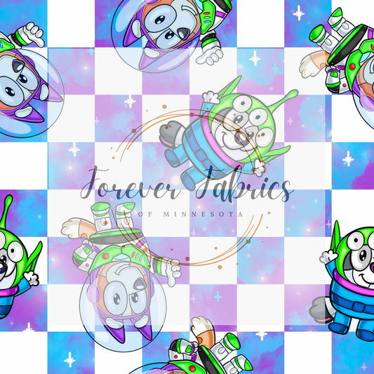 Blue Dog Space Check   .  . . . .   . .  (BH/ 23). | Preorder | Fabric By The Yard