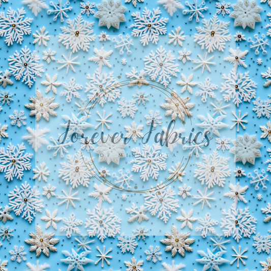 Light Blue Snowflakes  . .  (BH/ 23). | Preorder | Fabric By The Yard