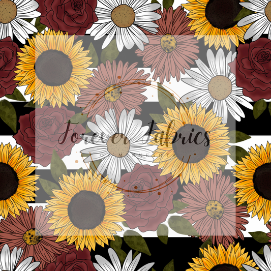Floral Stripes     .   . .  (BH/ 23). | Preorder | Fabric By The Yard