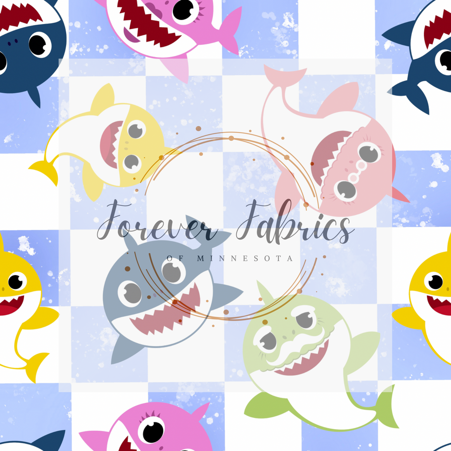 Shark Checkered  . . (BH/ 23). | Preorder | Fabric By The Yard