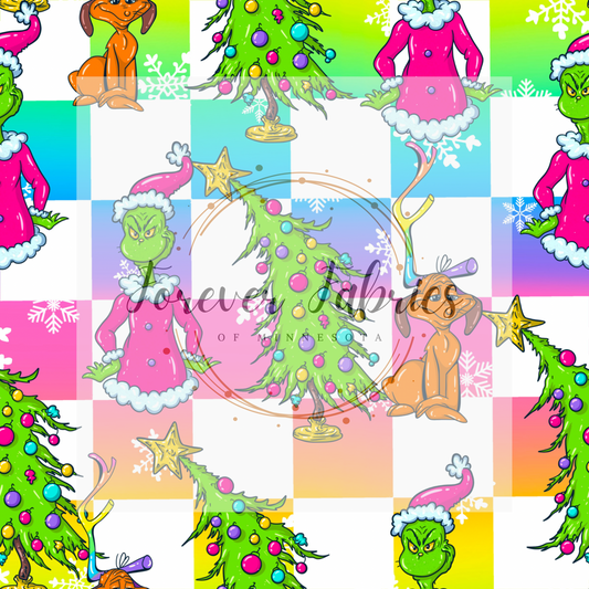 Grinch LF Check . (BH/ 24)| Preorder | Fabric By The Yard