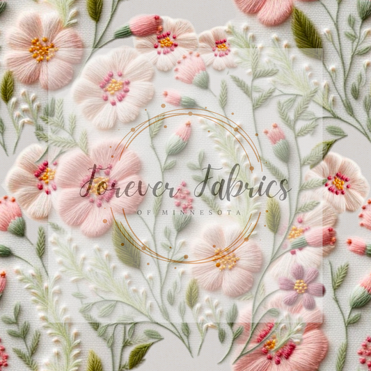 Embroidery Light Pink .  (BH/ 23). | Preorder | Fabric By The Yard