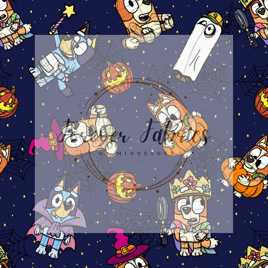 Blue Dog Halloween Blue . (BH/ 22) | Preorder | Fabric By The Yard