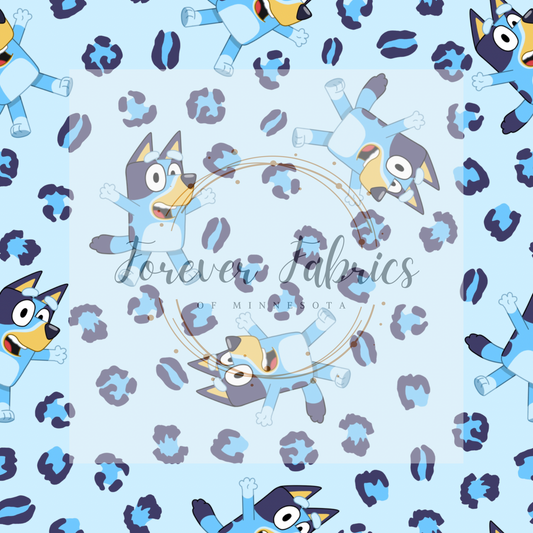 Blue Dog Leopard  . (BH/ 22) | Preorder | Fabric By The Yard