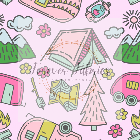 Camping Doodle    . (BH/ 23) | Preorder | Fabric By The Yard