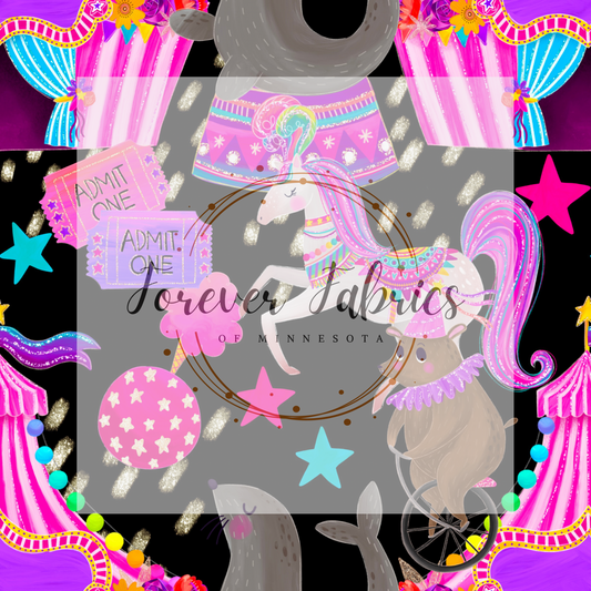 Circus  Black .  . . . .   . .  (BH/ 23). | Preorder | Fabric By The Yard