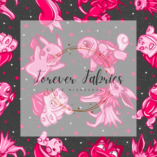 Pokemon Pink   . . . . (BH/ 24)| Preorder | Fabric By The Yard