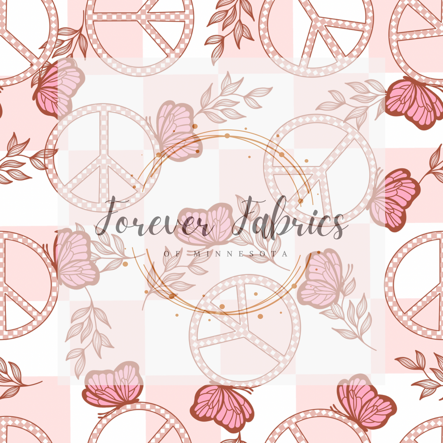 Peace  Butterfly Pink  . (BH/ 23). | Preorder | Fabric By The Yard