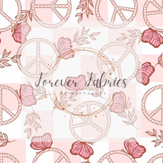 Peace  Butterfly Pink  . (BH/ 23). | Preorder | Fabric By The Yard