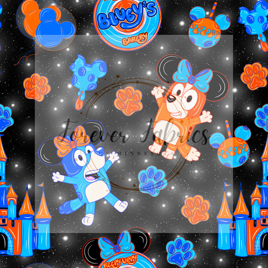 Blue Dog keepy uppy Black . (BH/ 24)| Preorder | Fabric By The Yard