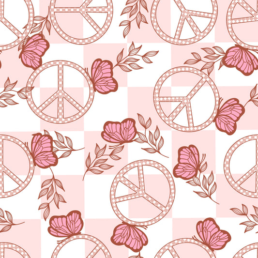 Peace Butterfly Pink .  . (BH/ 23) | Preorder | Fabric By The Yard