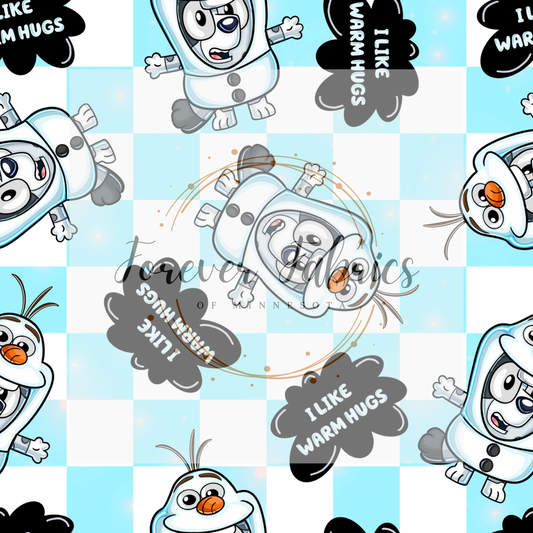 Sweet Snowman Checkered .  .  . . . . (BH/ 24)| Preorder | Fabric By The Yard