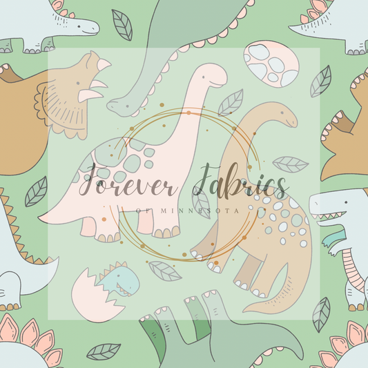 Boho Dino Green .    . (BH/ 22) | Preorder | Fabric By The Yard