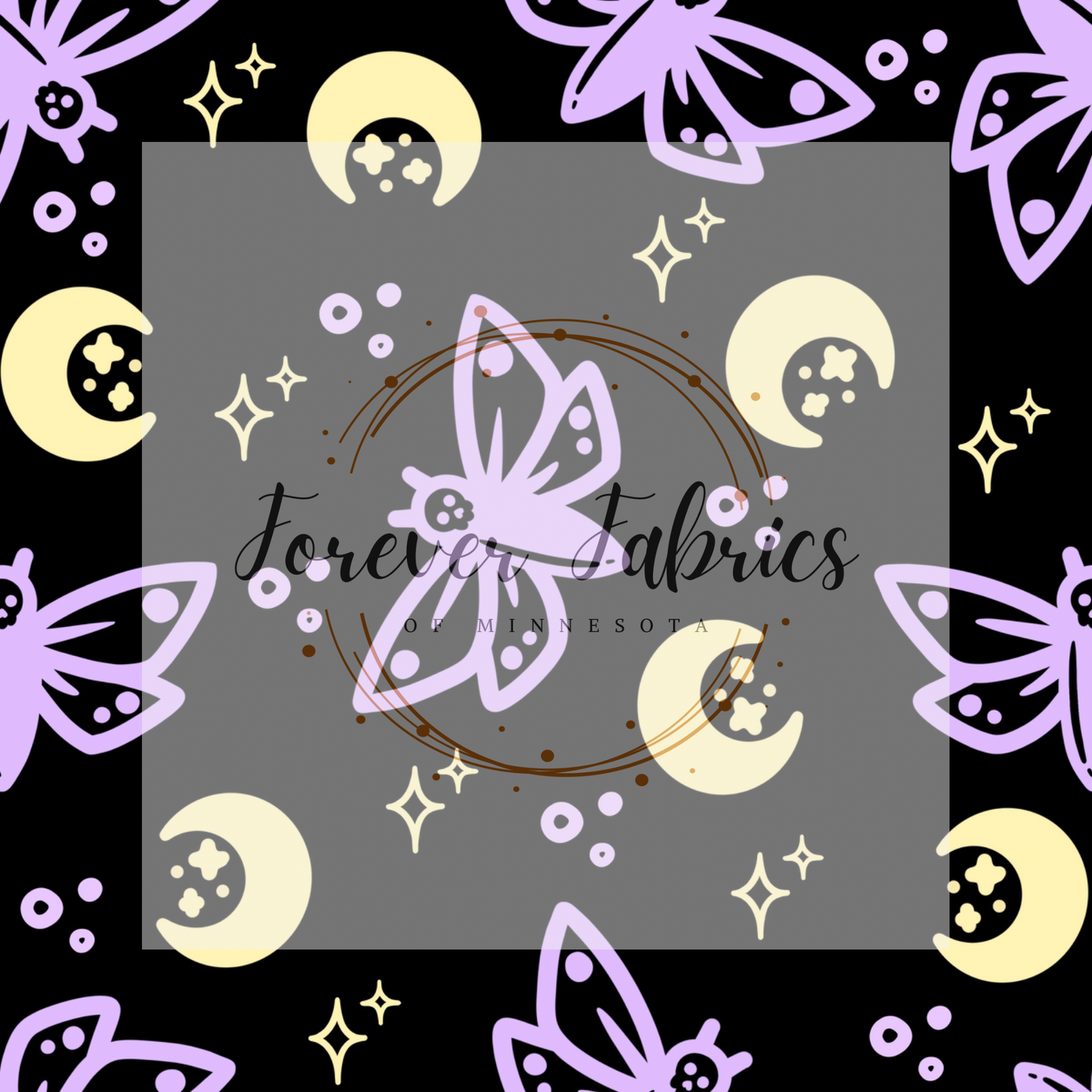 Moth Moon Purple            .  . . . .   . .  (BH/ 23). | Preorder | Fabric By The Yard
