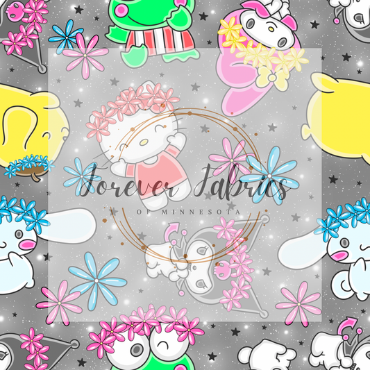 Flower Friends Sanrio . . . . (BH/ 24)| Preorder | Fabric By The Yard