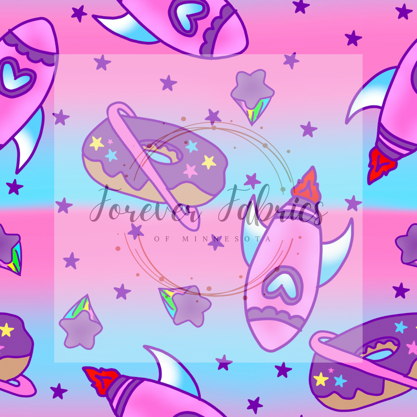 Cotton Candy Glow Space  .  . (BH/ 23) | Preorder | Fabric By The Yard