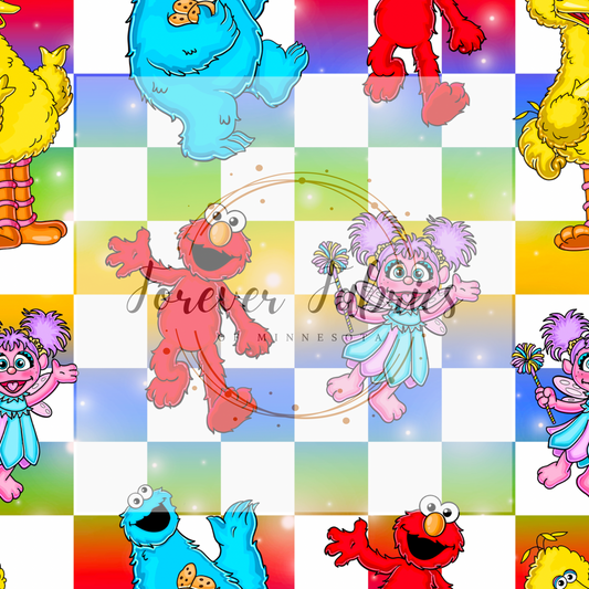 Sesame Street  Check .   . . . . (BH/ 24)| Preorder | Fabric By The Yard