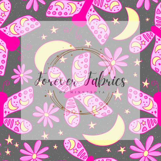 Pink Moon Moth . . . . (BH/ 24)| Preorder | Fabric By The Yard