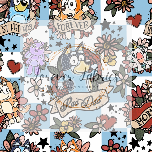 Blue Dog tattoo Blue  Check .  . . . .   . .  (BH/ 23). | Preorder | Fabric By The Yard