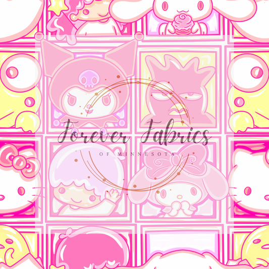 Pink Toned Sanrio Board   . . . . (BH/ 24)| Preorder | Fabric By The Yard