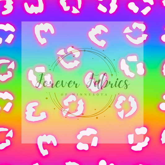 Neon Rainbow Leopard  .   . .  (BH/ 23). | Preorder | Fabric By The Yard