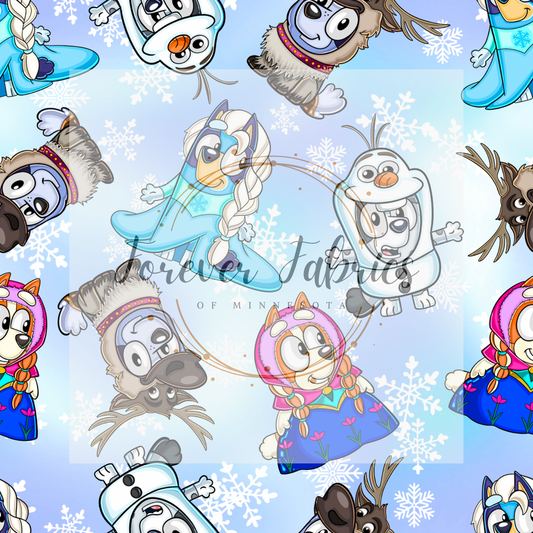 Blue Dog Frozen  2  .  . . (BH/ 24)| Preorder | Fabric By The Yard