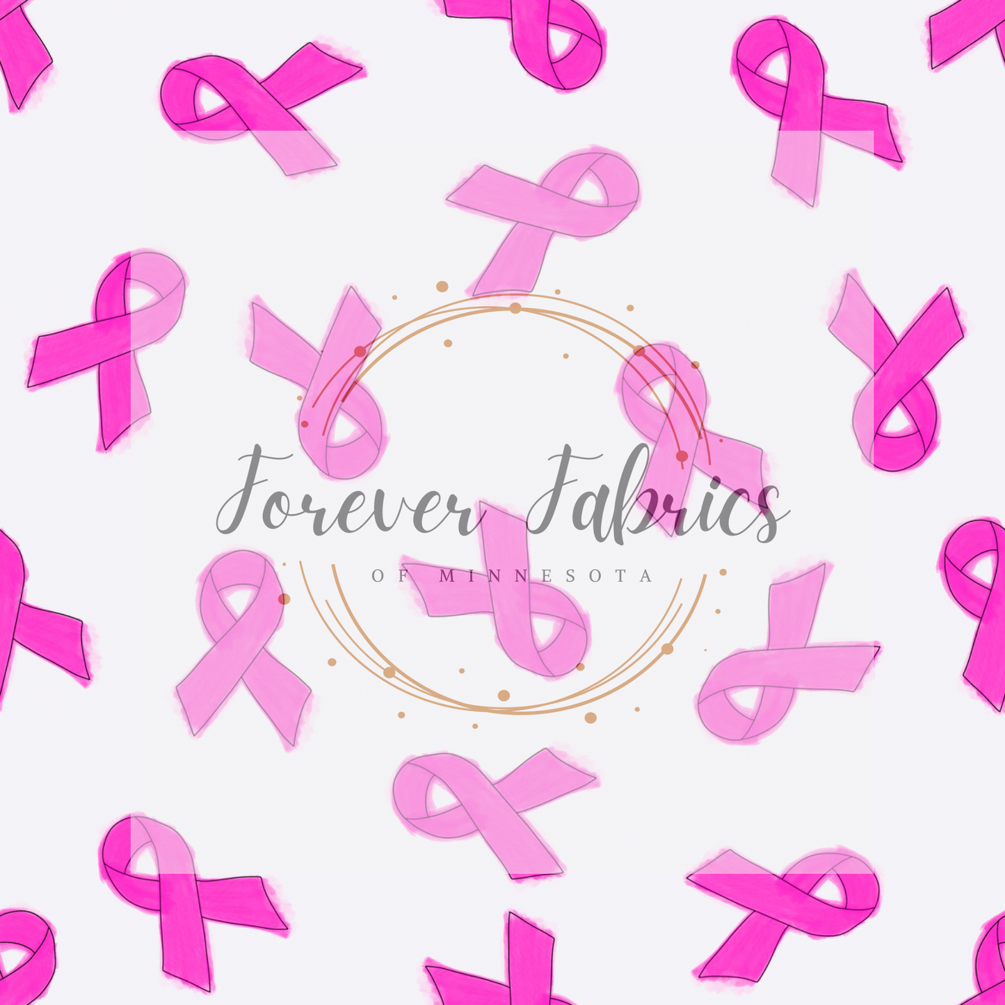 Pink Ribbon White  (BH/ 23) | Preorder | Fabric By The Yard